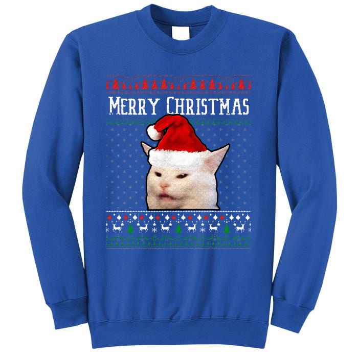 Woman Yelling at a Smudge Cat Ugly Christmas Sweater Meme  Sweatshirt