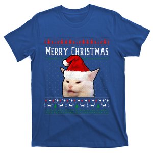 Woman Yelling at a Smudge Cat Ugly Christmas Sweater Meme  T-Shirt