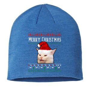 Woman Yelling at a Smudge Cat Ugly Christmas Sweater Meme  Sustainable Beanie