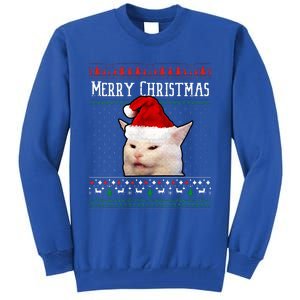 Woman Yelling at a Smudge Cat Ugly Christmas Sweater Meme  Tall Sweatshirt