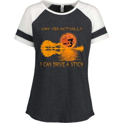 Why Yes Actually I Can Drive A Stick Moon Witch Gift Enza Ladies Jersey Colorblock Tee