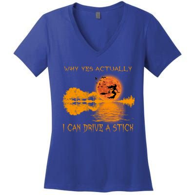 Why Yes Actually I Can Drive A Stick Moon Witch Gift Women's V-Neck T-Shirt