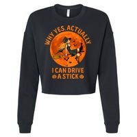 Why Yes Actually I Can Drive A Stick Funny Witch Costume Cropped Pullover Crew