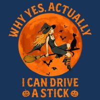 Why Yes Actually I Can Drive A Stick Funny Witch Costume T-Shirt