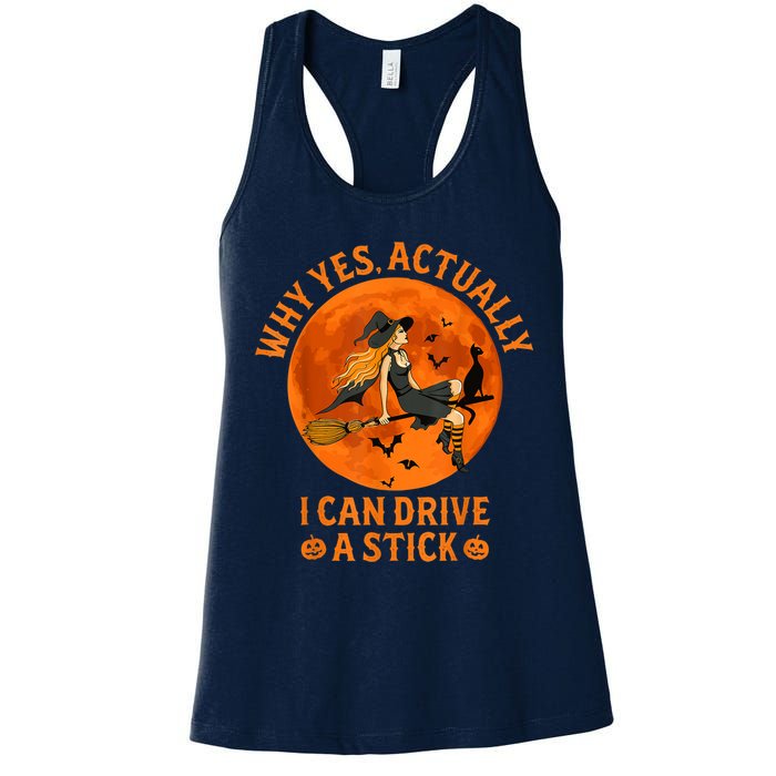 Why Yes Actually I Can Drive A Stick Funny Witch Costume Womens Tank Top