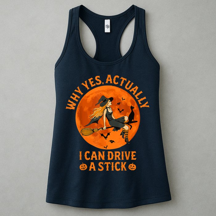 Why Yes Actually I Can Drive A Stick Funny Witch Costume Womens Tank Top