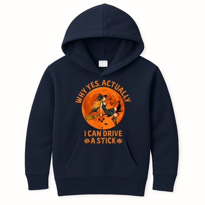 Why Yes Actually I Can Drive A Stick Funny Witch Costume Kids Hoodie