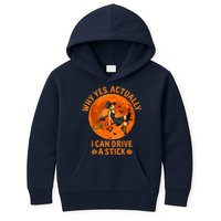 Why Yes Actually I Can Drive A Stick Funny Witch Costume Kids Hoodie