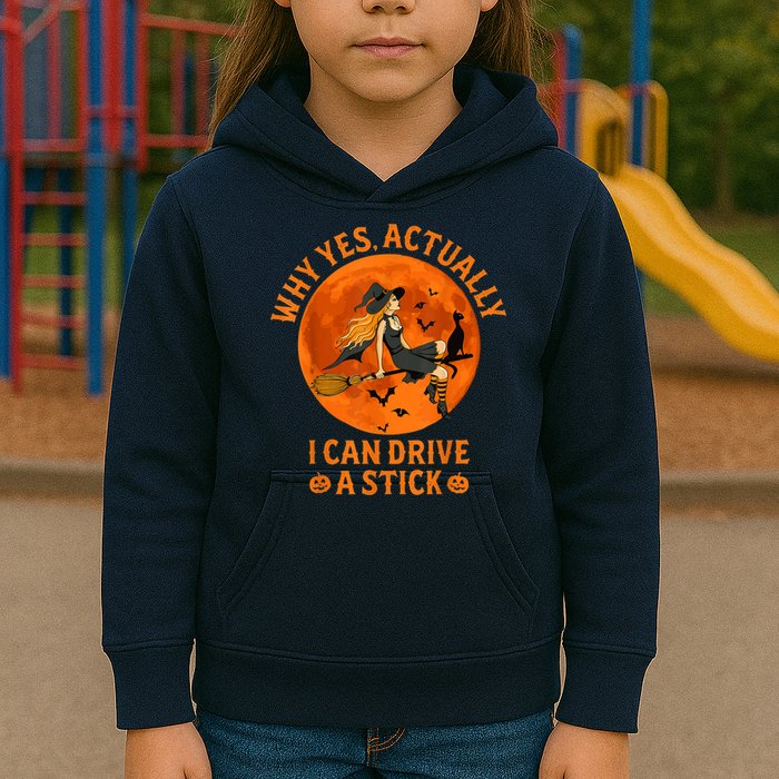 Why Yes Actually I Can Drive A Stick Funny Witch Costume Kids Hoodie