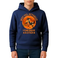 Why Yes Actually I Can Drive A Stick Funny Witch Costume Kids Hoodie