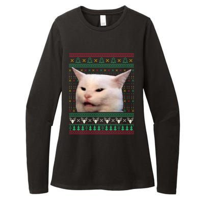 Woman Yelling At A Cat Ugly Xmas Sweaters Funny Meme Dress Womens CVC Long Sleeve Shirt