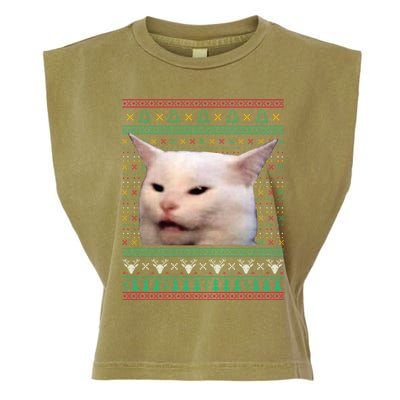 Woman Yelling At A Cat Ugly Xmas Sweaters Funny Meme Dress Garment-Dyed Women's Muscle Tee