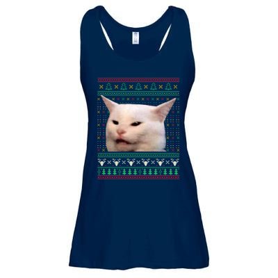 Woman Yelling At A Cat Ugly Xmas Sweaters Funny Meme Dress Ladies Essential Flowy Tank