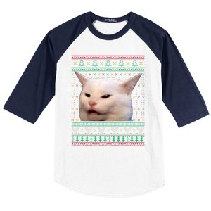 Woman Yelling At A Cat Ugly Xmas Sweaters Funny Meme Dress Baseball Sleeve Shirt