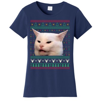 Woman Yelling At A Cat Ugly Xmas Sweaters Funny Meme Dress Women's T-Shirt