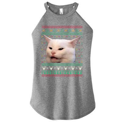 Woman Yelling At A Cat Ugly Xmas Sweaters Funny Meme Dress Women’s Perfect Tri Rocker Tank