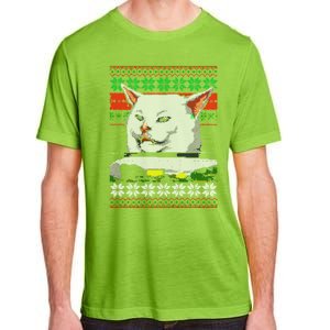 Woman Yelling At A Cat Ugly Christmas Sweater Meme Design Adult ChromaSoft Performance T-Shirt