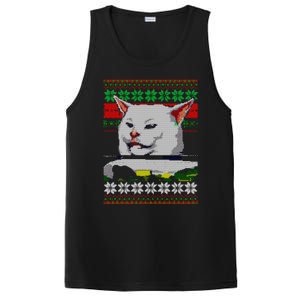 Woman Yelling At A Cat Ugly Christmas Sweater Meme Design PosiCharge Competitor Tank