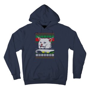 Woman Yelling At A Cat Ugly Christmas Sweater Meme Design Hoodie