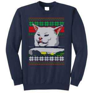 Woman Yelling At A Cat Ugly Christmas Sweater Meme Design Sweatshirt