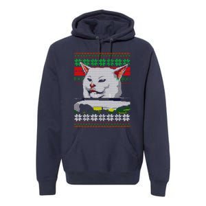 Woman Yelling At A Cat Ugly Christmas Sweater Meme Design Premium Hoodie