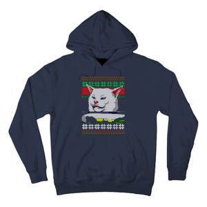 Woman Yelling At A Cat Ugly Christmas Sweater Meme Design Tall Hoodie