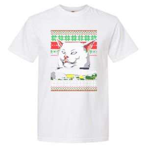 Woman Yelling At A Cat Ugly Christmas Sweater Meme Design Garment-Dyed Heavyweight T-Shirt