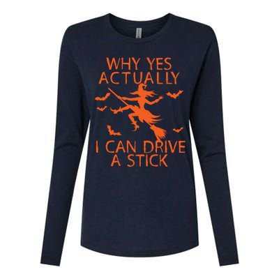 Why Yes Actually I Can Drive A Stick Halloween Womens Cotton Relaxed Long Sleeve T-Shirt