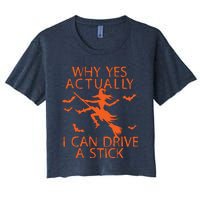 Why Yes Actually I Can Drive A Stick Halloween Women's Crop Top Tee