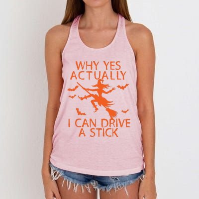 Why Yes Actually I Can Drive A Stick Halloween Women's Knotted Racerback Tank