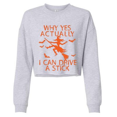 Why Yes Actually I Can Drive A Stick Halloween Cropped Pullover Crew