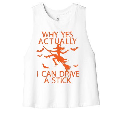 Why Yes Actually I Can Drive A Stick Halloween Women's Racerback Cropped Tank