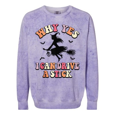 Why Yes Actually I Can Drive A Stick Halloween Witch Costume Colorblast Crewneck Sweatshirt