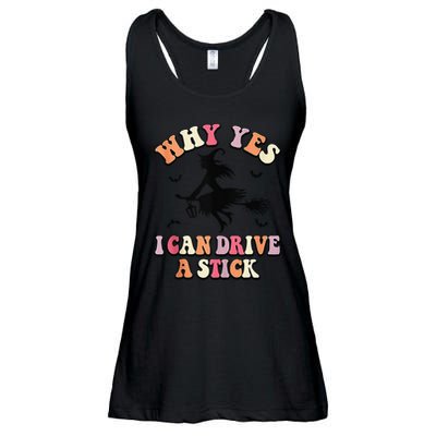 Why Yes Actually I Can Drive A Stick Halloween Witch Costume Ladies Essential Flowy Tank