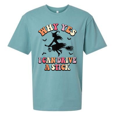 Why Yes Actually I Can Drive A Stick Halloween Witch Costume Sueded Cloud Jersey T-Shirt