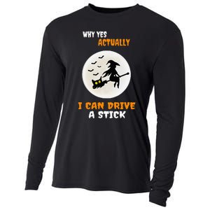 Why Yes Actually I Can Drive A Stick Halloween Witch & Cat Cooling Performance Long Sleeve Crew