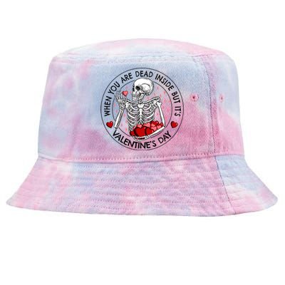 When You Are Dead Inside But It's Valentine's Day Skeleton Gift Tie-Dyed Bucket Hat