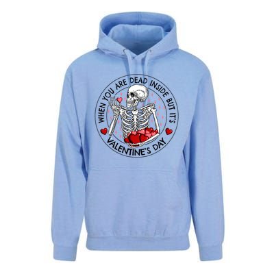 When You Are Dead Inside But It's Valentine's Day Skeleton Gift Unisex Surf Hoodie