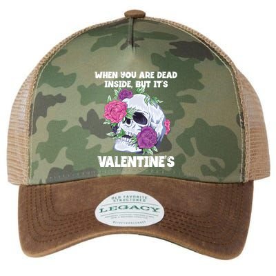 When You Are Dead Inside But It's Valentine's Floral Skull Great Gift Legacy Tie Dye Trucker Hat