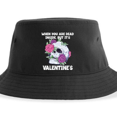 When You Are Dead Inside But It's Valentine's Floral Skull Great Gift Sustainable Bucket Hat