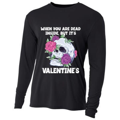 When You Are Dead Inside But It's Valentine's Floral Skull Great Gift Cooling Performance Long Sleeve Crew