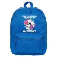 When You Are Dead Inside But It's Valentine's Floral Skull Great Gift 16 in Basic Backpack