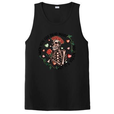 When You Are Dead Inside Rose Skeleton Skull Valentines Day Gift PosiCharge Competitor Tank