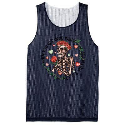 When You Are Dead Inside Rose Skeleton Skull Valentines Day Gift Mesh Reversible Basketball Jersey Tank