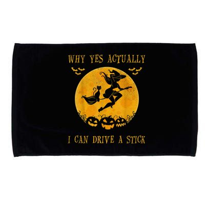 Why Yes Actually I Can Drive A Stick Halloween Witch & Cat Pumpkin Microfiber Hand Towel