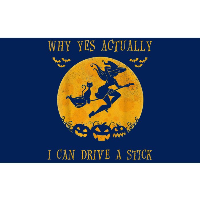 Why Yes Actually I Can Drive A Stick Halloween Witch & Cat Pumpkin Bumper Sticker