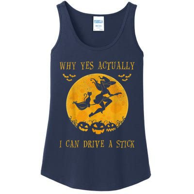 Why Yes Actually I Can Drive A Stick Halloween Witch & Cat Pumpkin Ladies Essential Tank