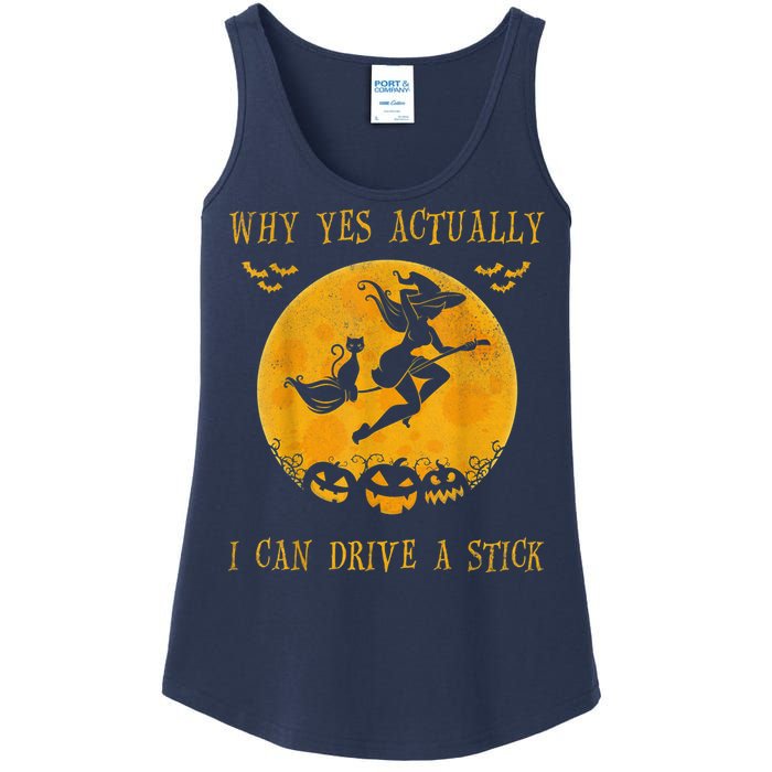 Why Yes Actually I Can Drive A Stick Halloween Witch & Cat Pumpkin Ladies Essential Tank