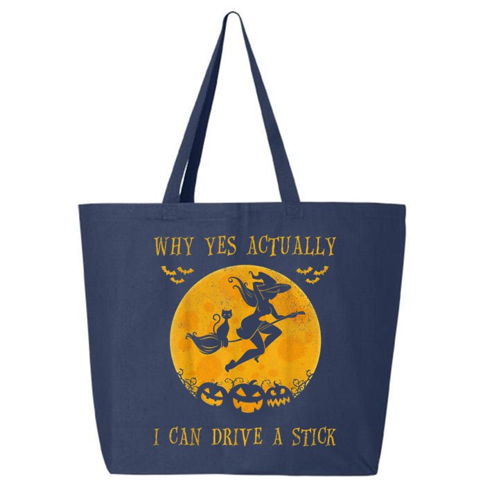 Why Yes Actually I Can Drive A Stick Halloween Witch & Cat Pumpkin 25L Jumbo Tote