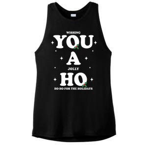 Wishing You A Jolly Ho Ho Ho For The Holidays Ladies PosiCharge Tri-Blend Wicking Tank